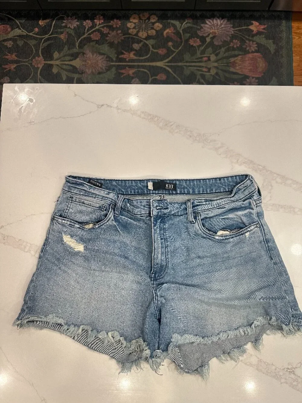 KUT from the Kloth, Jane High-Rise Long Short, Light Denim Wash, Size 16